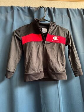 Champion Black Jacket with Red Chest Panel